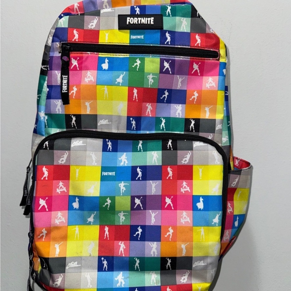 Fortnite Amplify Multicolor Checkered Backpack School Book Bag Epic Games